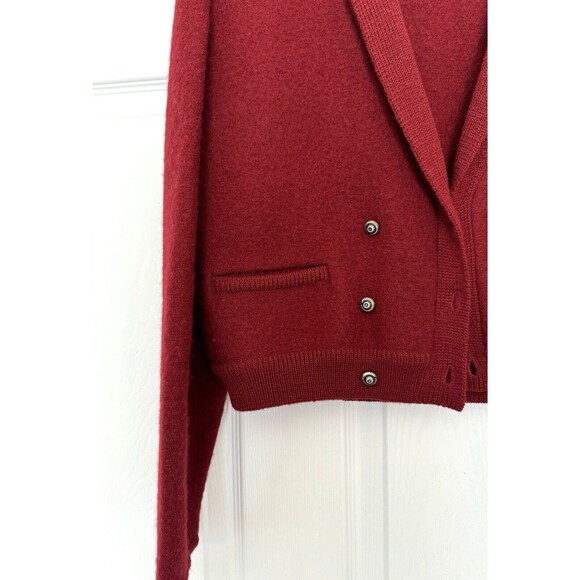 VTG Deans Of Scotland Women’s Mahogany Brown Medium Boiled Wool Cardigan - Picture 3 of 10